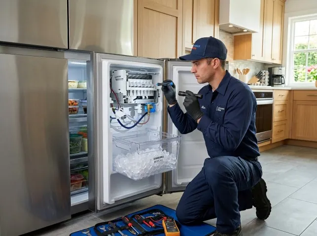 Appliance Repair Hero technician repairing a refrigerator ice maker in Buies Creek, NC